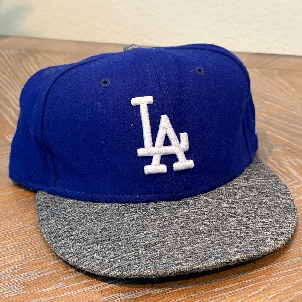 7 1/2 MLB Los Angeles Dodgers New Era 59Fifty Hat  Wool Hat Fitted Cap Blue Gray